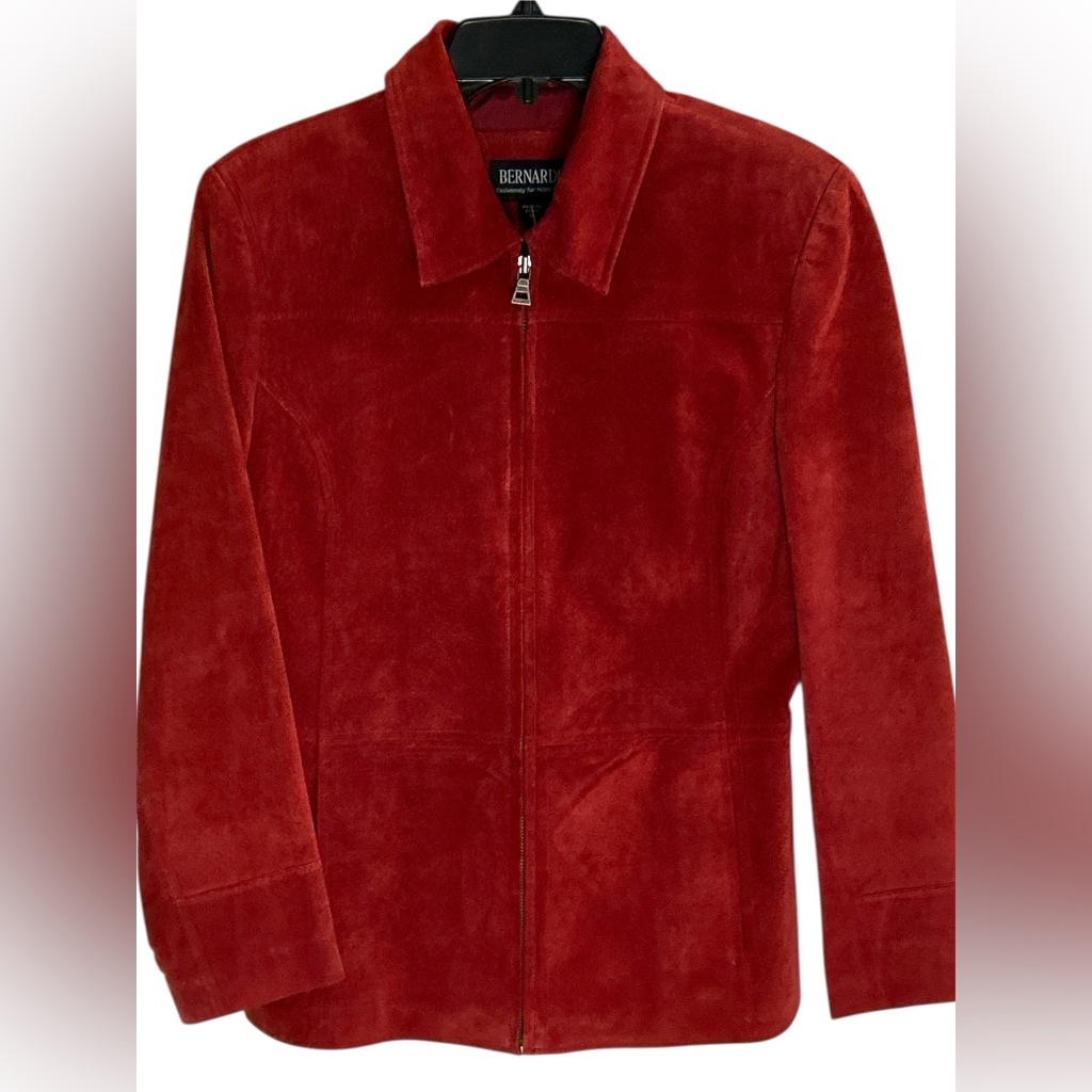 Bernardo By Nordstrom Vibrant Rust Suede Jacket Sz. Medium 17’ X 21.’ Women’s